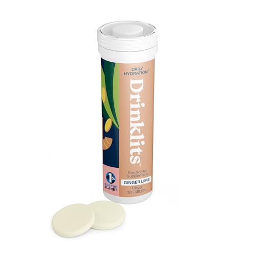 Drinklits Electrolyte Tablets - Sugar-Free Hydration with Organic Ginger Lime Flavor - 10 Tablets