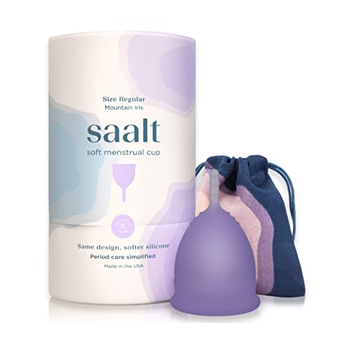 Saalt Soft Menstrual Cup - Gentle Comfort, Hypoallergenic Silicone, Leak-Free - Small, Mountain Iris