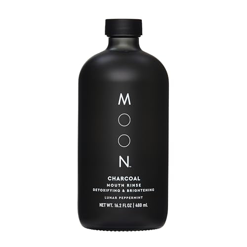 MOON Charcoal Mouthwash - Freshens Breath, Detoxifies Gums, Fluoride & Alcohol-Free - 16oz