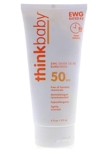 Thinkbaby Sunscreen SPF 50+ - Broad Spectrum Protection, Water-Resistant - 6oz