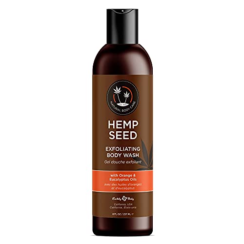 Earthly Body Hemp Seed Exfoliating Body Wash - Cleans & Nourishes, Eucalyptus & Tea - 8 fl oz