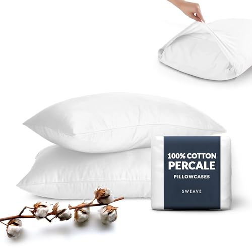 Sweave Percale Pillowcases - Breathable Comfort, Oeko-Tex Certified, King Size - 100% Cotton