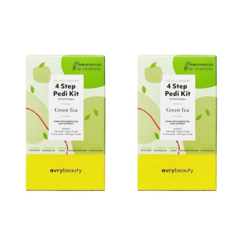 AvryBeauty Foot Care Set - Renewing 4-Step Pedicure, Antioxidant-Rich Green Tea - 2-Pack