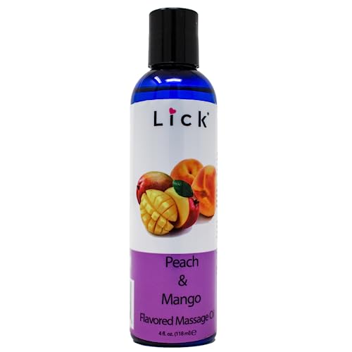 LICK Massage Oil - Relaxing Peaches & Mango Flavor, Vegan & Non-Sticky - 4oz