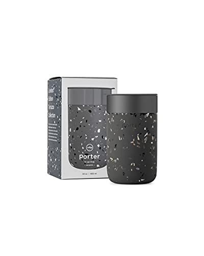 W&P Porter Ceramic Mug - Stylish, Durable Design, BPA-Free Lid, 16oz, Terrazzo Charcoal