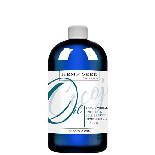 Dr Joe Lab Hemp Seed Oil - Pure Unrefined Vegan Carrier Oil, Non-GMO, 16 oz
