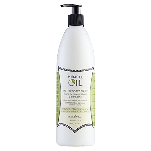 Earthly Body Miracle Oil Shave Cream - Reduces Nicks & Irritation, Tea Tree & Argan Oil - 16oz