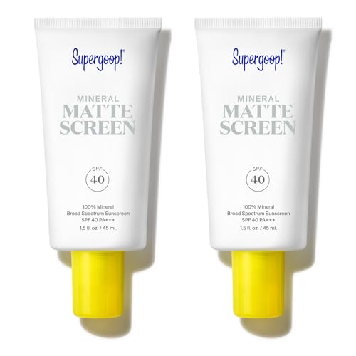 Supergoop! Mineral Mattescreen SPF 40 - Oil-Free, Pore Minimizing, Blue Light Protection - 45mL x2