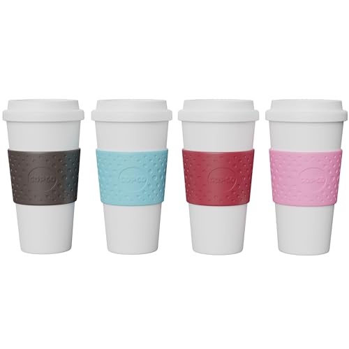 Copco Acadia Reusable To Go Mug - Durable, BPA-Free, Double-Wall Insulation, 16oz, 4-Pack