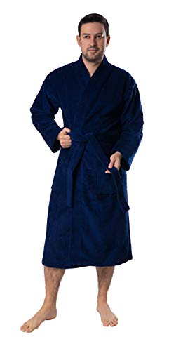 BAGNO MILANO Organic Men Bathrobe - Ultra-Absorbent, GOTS Certified Turkish Cotton - Navy Blue