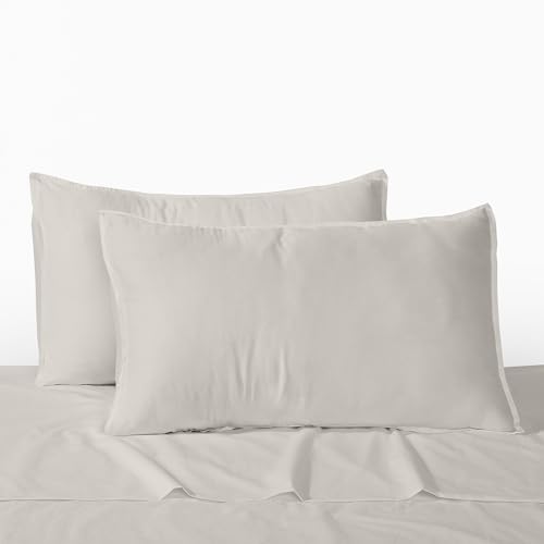 Bioweaves Organic Cotton Percale Pillow Shams - Breathable, GOTS Certified - Set of 2, Marshmallow