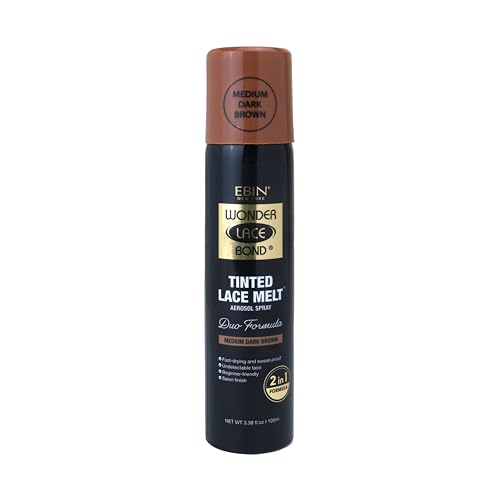 EBIN NEW YORK Hair Spray - Quick-Dry Tinted Lace Melt, Keratin Infused - Medium Dark Brown 3.38oz