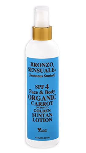 Bronzo Sensuale Body Sunscreen - Anti-Aging Carrot Lotion, Vegan, 8.5 oz