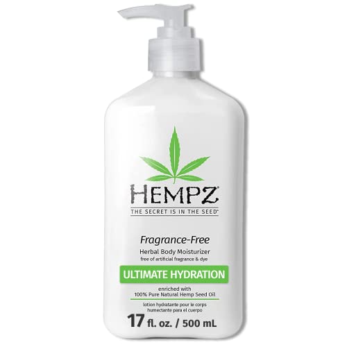 Hempz Body Lotion - Hydrating Shea Butter & Aloe, Fragrance-Free, Gluten-Free - 17 Fl Oz