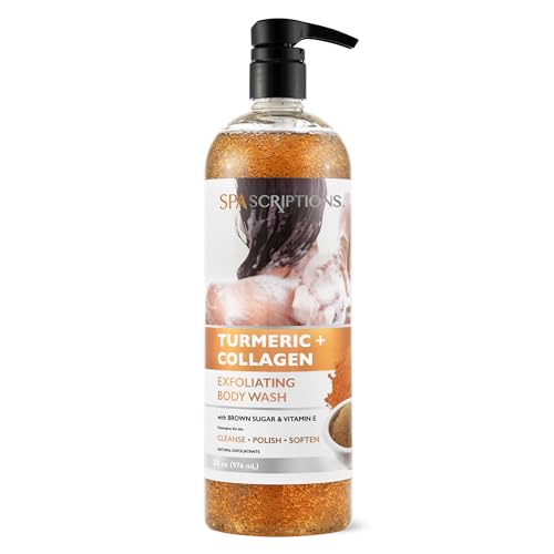 SpaScriptions Body Wash - Brightening Exfoliator with Turmeric & Collagen, 33oz