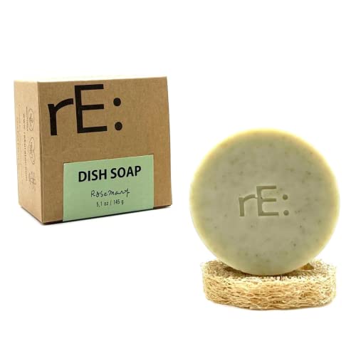 RE: Dish Washing Soap Bar - Tough on Grease, Palm Oil Free, Natural Loofah Included - 1 Rosemary