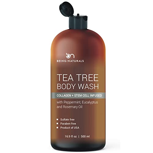 Tea Tree Body Wash - Fights Odor, Acne, Irritations, Collagen & Stem Cell Infused - 16.9 oz