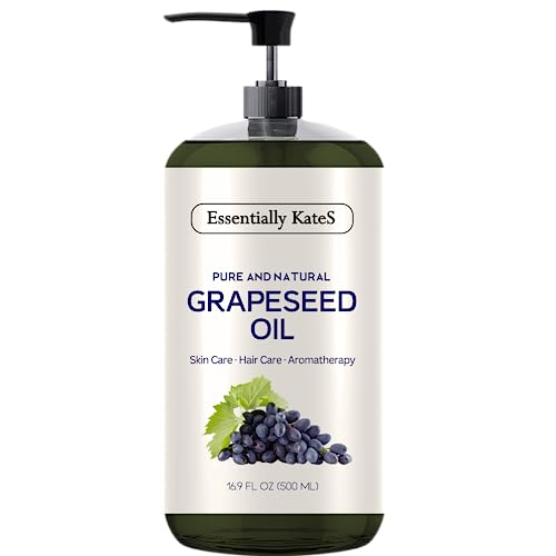 Essentially KateS Grapeseed Oil - Nourishes & Strengthens Hair, 100% Pure - 16.9 Fl Oz