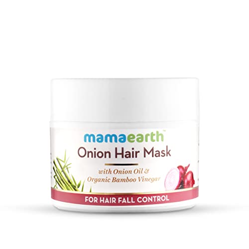 Mamaearth Onion Oil Hair Mask - Reduces Hair Fall, Repairs Damage, Nourishing Formula - 6.76 Fl Oz