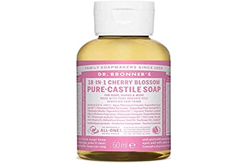 Dr. Bronner's Body Soap - Vegan, Fair Trade Oils, Gentle Cleanser - Cherry Blossom, 60ml