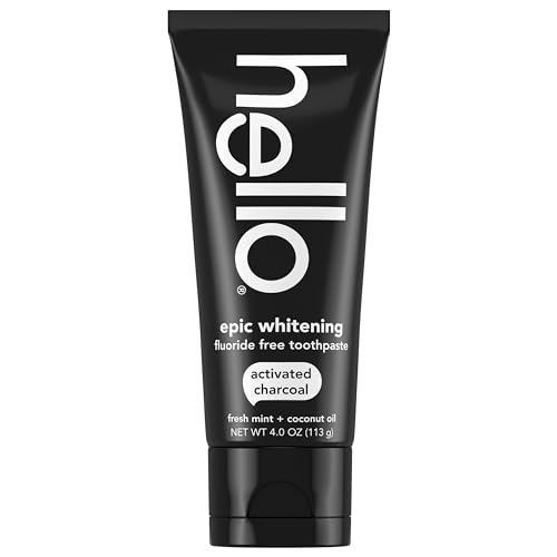 hello Activated Charcoal Toothpaste - Whitens Teeth, Vegan, Fluoride-Free, Fresh Mint - 4oz