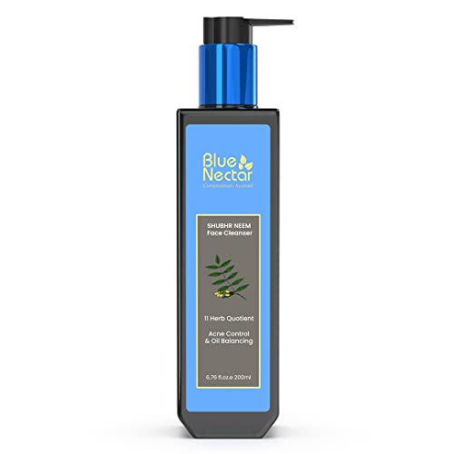 Blue Nectar Face Wash - Acne-Fighting with Neem & Honey, Ayurvedic Herbs - 6.76 Fl oz