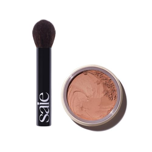 Saie Makeup Brush & Setting Powder - Soft, Multi-Use, Vegan & Cruelty-Free - Translucent Deep 0.14oz