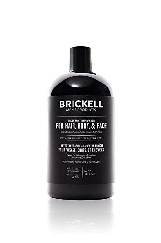 Brickell Men's 3-in-1 Body Wash Gel - Cleanses, Hydrates, Energizes, Fresh Mint Scent - 16oz
