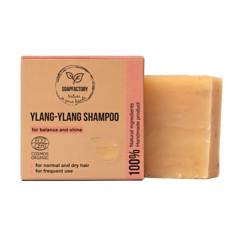 SoapFactory Shampoo Bar for Dry Hair - Hydrating Ylang Ylang & Lavender, Vegan - 3 oz