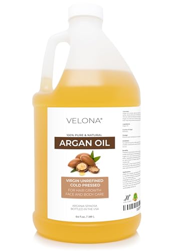 velona Argan Oil - Pure 100% Natural Hair & Skin Moisturizer, Nail Growth Booster - 64 Fl Oz