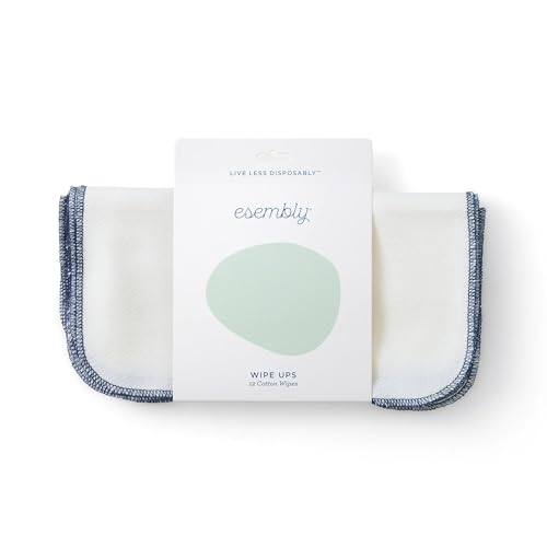 Esembly Wipe Ups - Soft Organic Cotton Baby Wipes, Durable & Washable - 12-Pack