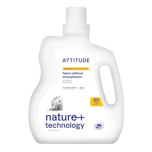 ATTITUDE Fabric Softener - Vegan, Plant-Based, Advanced Deodorizing, Citrus Zest - 80 Loads