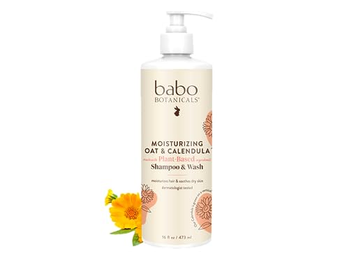 Babo Botanicals Baby Shampoo & Body Wash - Nourishes Dry/Sensitive Skin, Vegan - 16 Fl Oz