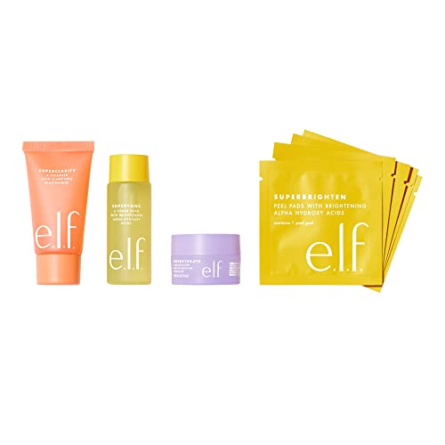 e.l.f. Skin Supers Mini Kit - Brightens, Hydrates, Exfoliates, TSA-Friendly Sizes - 4 Pieces