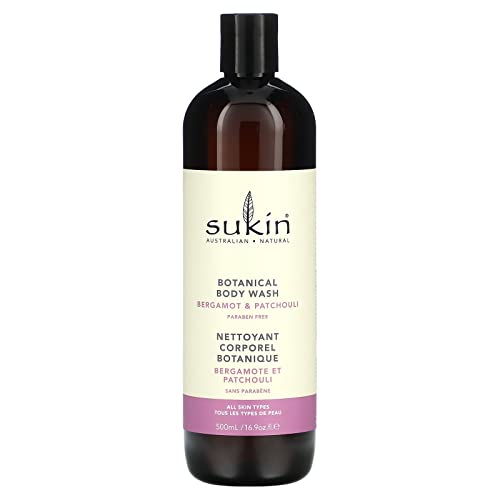 SUKIN Body Wash - Nourishing Clean with Natural Ingredients, Vegan - 500 ML Bergamot & Patchouli