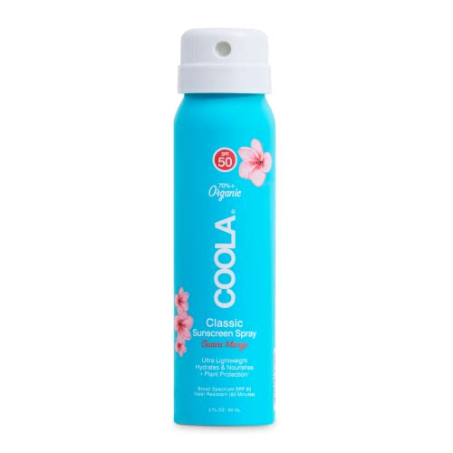 COOLA Organic Sunscreen SPF 50 Spray - Hydrating, Vegan, Guava Mango, 2oz, Dermatologist Tested