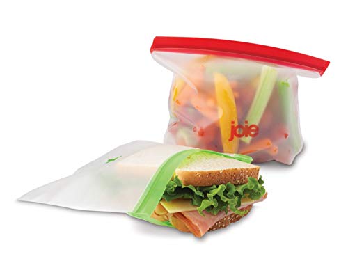 Joie Reusable Food Storage Bags - Leakproof, BPA Free, Perfect for Snacks & Sandwiches - 6 Pack