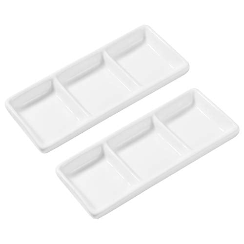 Healeved Ceramic Serving Platters - Elegant, Sturdy, Microwave Safe, 3 Compartment - 5.9x2.6 in