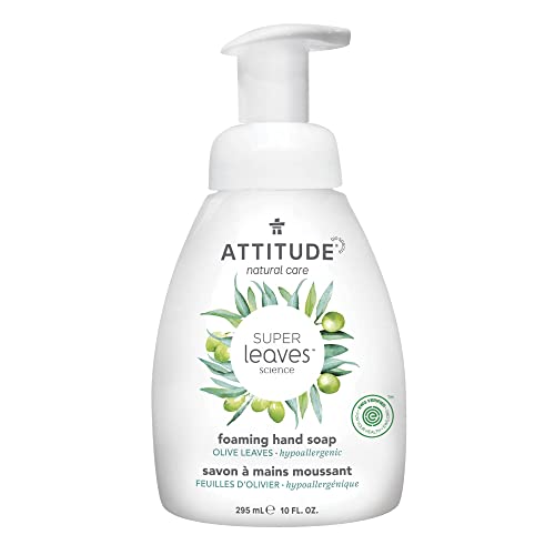 ATTITUDE Foaming Hand Soap - EWG Verified, Vegan Formula with Olive Extract, 10 Fl Oz