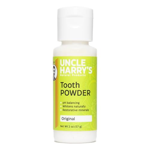 Uncle Harry's Tooth Powder - Enamel Support & Whitening, Fresh Breath, 100% Natural - 2 oz