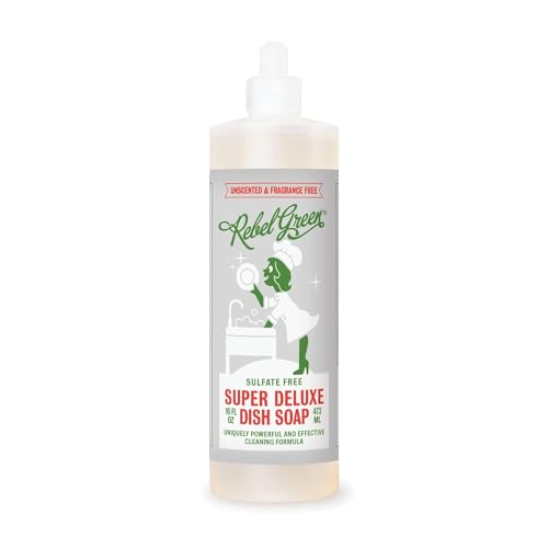 Rebel Green Dish Soap - Plant-Based Clean, Gentle on Skin, Essential Oils - 16 oz