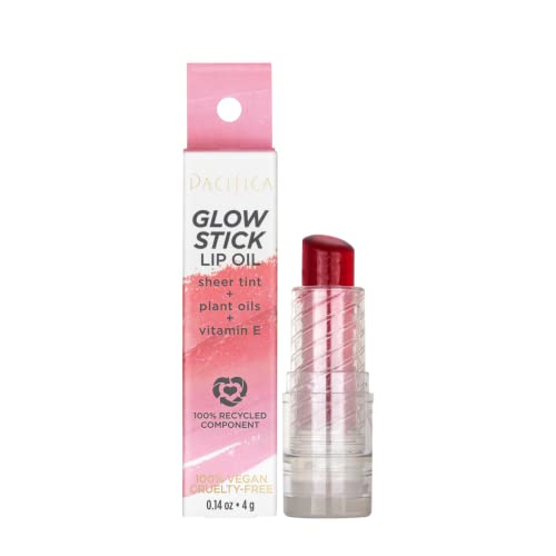 Pacifica Glow Stick Lip Oil - Hydrating Shine, Vegan & Cruelty-Free - 0.14 oz Rosy Glow