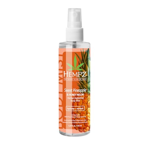 Hempz Body Mist - Hydrating Pineapple & Honey Melon, Moisture-Rich Hemp Seed Oil - 4.22oz