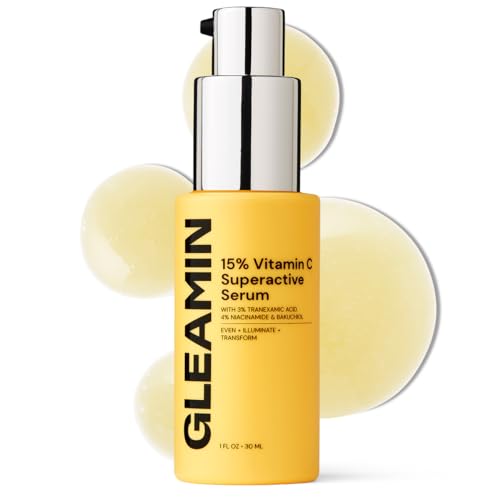 Gleamin Vitamin C Face Serum - Brightens Uneven Tone, 3% Tranexamic Acid, Fragrance-Free - 1 FL OZ