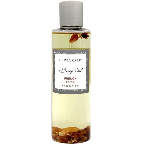 Olivia Care Body Oil - Hydrating & Moisturizing with Vitamin E, K & Omega Acids - French Rose, 4oz