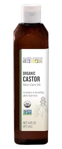 Aura Cacia Organic Castor Oil - Moisturizes Skin, Supports Healthy Barrier - 16 fl oz