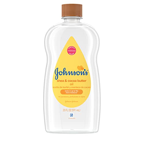 Johnson's Baby Oil - Moisturizes Delicate Skin, Hypoallergenic with Shea & Cocoa Butter - 20 fl oz