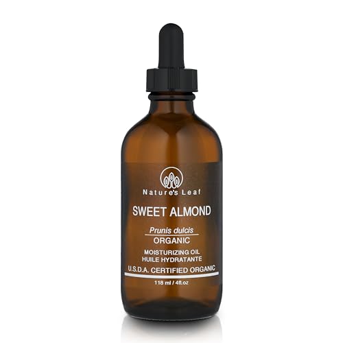 Natures Leaf Sweet Almond Oil - Nourishes & Softens Skin and Hair, USDA Organic - 4oz