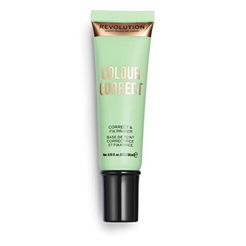 Makeup Revolution Color Correct Primer - Balances Redness, Vegan & Cruelty-Free - 0.95fl.oz