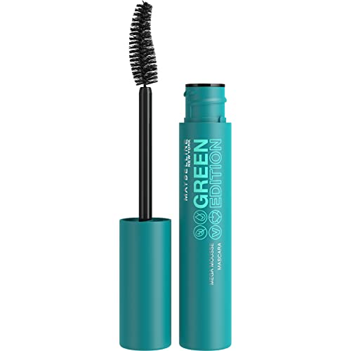 Maybelline Mega Mousse Mascara - Buildable Volume, 99% Natural Ingredients, Blackest Black - 1 Count